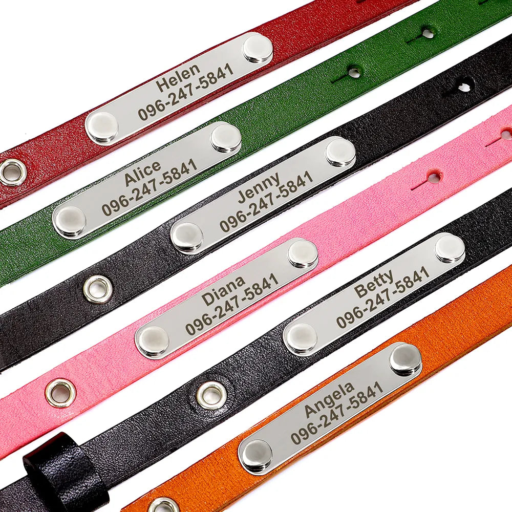 Personalized Adjustable Leather Cat Collar