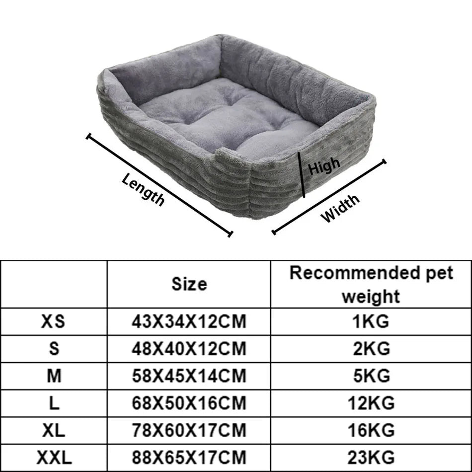 Square Plush Dog Bed Sofa